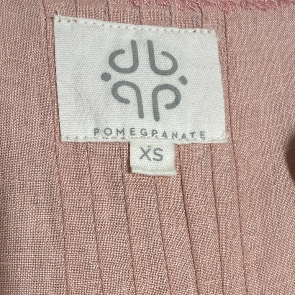 Pomegranate 100% Linen Pink Blush Pintuck Pleated Shift Dress‎ XS